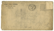 Laiško iš Čikagos voko pusė su adresais. 1934 m.