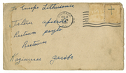 Laiško iš Čikagos voko pusė su adresu Lietuvoje. 1934 m.