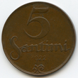 Latvija. 5 santimai, 1922 m.