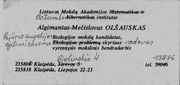 Vizitinė kortelė Algimanto-Mečislovo Olšausko