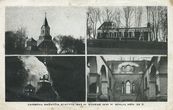 Darbėnų bažnyčia iki ir po 1935 m. gaisro. Atvirukas, 1936 m.