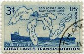 JAV pašto ženklas „Soo Locks 1855–1955“