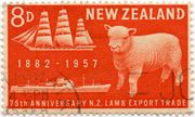 Naujosios Zelandijos pašto ženklas „75th Anniversary N. Z. Lamb Export Trade“
