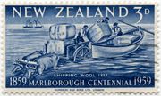 Naujosios Zelandijos pašto ženklas „Shipping Wool 1857“