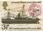 Didžiosios Britanijos pašto ženklas „Packet steamer „Peninsular“