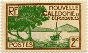Naujosios Kaledonijos 2 sentimų standartinis pašto ženklas