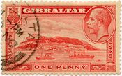 Gibraltaro 1 penso standartinis pašto ženklas