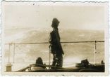 Barko „Moshulu“ jūreivis ant laivo bako audros metu