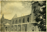 Kretingos Viešpaties Apreiškimo Švč. Mergelei Marijai bažnyčia [vaizdas iš arti] po nacistinės Vokietijos kariuomenės 1941 m. birželio 26 d. sukelto gaisro. Lietuva, apie 1941-1944 m.