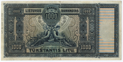 LIETUVOS BANKO BANKNOTAS / 1000 LITŲ 1000 / 1924 m. GRUODŽIO m.11 d.