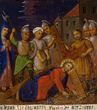 IX Kryžiaus kelio stotis „Jėzus trečią kartą parpuola po kryžiumi"
