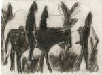 a) Be pavadinimo. Įvairios figūros; b) Arklys su vežimu