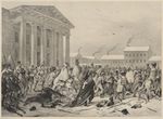 Prancūzų kariuomenės traukimasis 1812 metais per Rotušės aikštę Vilniuje