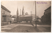 Rietavo miesto Plungės gatvė, vaizdas į bažnyčios ir miesto aikštės pusę apie 1930 m.