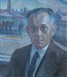 Justinas Vienožinskis. Vinco Krėvės-Mickevičiaus portretas. 1943 m.