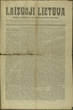 Laikraštis „Laisvoji Lietuva“, 1918-11-22, Nr. 1