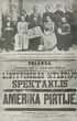 Pirmojo lietuviško spektaklio Palangoje dalyviai ir skelbimas