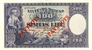 Banknotas, pavyzdys. 100 litų. 1928 kovo 21 d. Lietuva