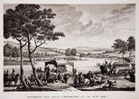 Graviūra „Dviejų Imperatorių susitikimas, 1807 m. birželio 25 d.“. Pagal Swebach. 1840 m. Prancūzija