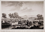 Graviūra „Imperatoriškosios gvardijos manevrai prie Tilžės, dalyvaujant dviems imperatoriams, 1807 m. birželio 28 d.“. Pagal Swebach.  1840 m. Prancūzija