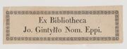 Ekslibrisas Ex Bibliotheca Jo. Gintyllo Nom Eppi