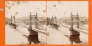 Stereoskopinė fotografija. Pranciškaus tiltas per upę Prahoje