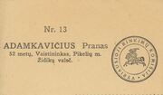 Rinkimų į Lietuvos Respublikos IV Seimą VII apygardoje biuletenis Nr. 13