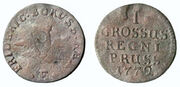 Moneta. Prūsija. Frydrichas II. Grašis. 1772