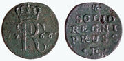 Moneta. Prūsija. Frydrichas II. Šilingas. 1766