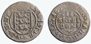 Moneta. Danija. Kristijonas V. 2 skilingai. 1676