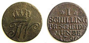 Moneta. Prūsija. Frydrichas Vilhelmas II. Šilingas. 1790