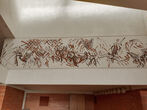 Nijolės Vilutytės šešių dalių freska-trisluoksnis sgrafitas “ Žemynos juosta “