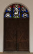 Rasos Grybaitės vitražas Vilkyškių bažnyčios durys, "Kristus Pantokratorius"