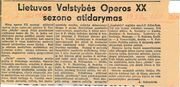 Iškarpa. A. Galaunienė. „Lietuvos Valstybės Operos XX sezono atidarymas".  Kaunas, 1939 m. Recenzija.