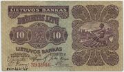 Banknotas. Lietuva. 10 litų. 1922 11 16 laida. Su antspaudu APMOKĖTAS. LIETUVOS BANKAS