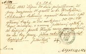 Atlyginimo lapelis Nr. 1308, Kretingos dvaro matininko Jono Šostako išduotas Aleksandrui Lukavičiui už darbą įrengiant I užtvanką