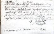 Atlyginimo lapelis Nr. 1299, Kretingos dvaro matininko Jono Šostako išduotas Feliksui Končiui už griovio elektros apšvietimo linijai iškasimą parke