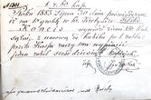 Atlyginimo lapelis Nr. 1301, Kretingos dvaro matininko Jono Šostako išduotas Feliksui Končiui už grunto atvežimą I užtvankai supilti